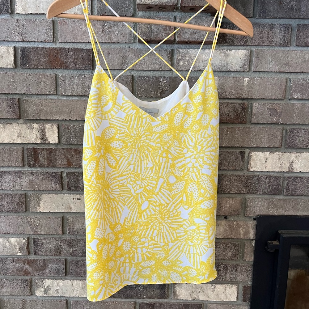 H&M Floral Yellow Spaghetti Strap Top size 6
